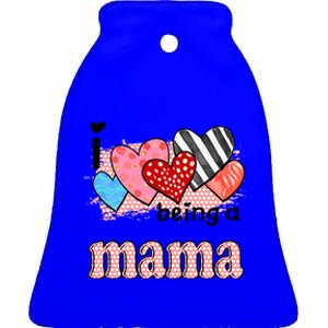 Wo I Love Being A Mama Cute Hearts Mama Gift Ceramic Bell Ornament