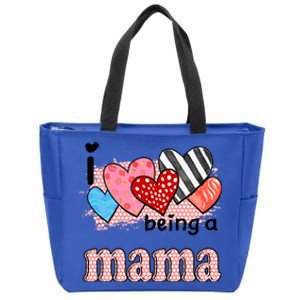 Wo I Love Being A Mama Cute Hearts Mama Gift Zip Tote Bag