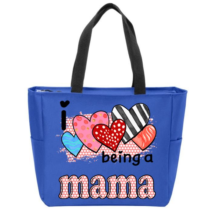 Wo I Love Being A Mama Cute Hearts Mama Gift Zip Tote Bag