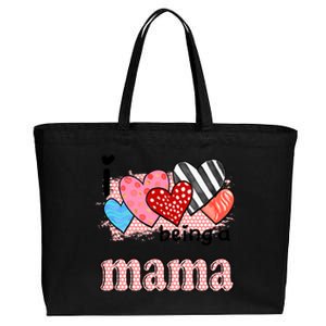 Wo I Love Being A Mama Cute Hearts Mama Gift Cotton Canvas Jumbo Tote