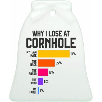 Why I Lose At Cornhole Humor Toss Like A Boss Ceramic Bell Ornament