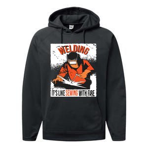 Welding It's Like Sewing With Fire Welder Weld Job Premium Performance Fleece Hoodie