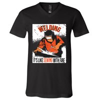 Welding It's Like Sewing With Fire Welder Weld Job Premium V-Neck T-Shirt