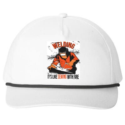 Welding It's Like Sewing With Fire Welder Weld Job Premium Snapback Five-Panel Rope Hat