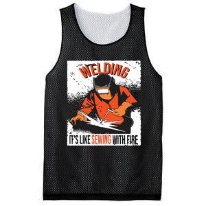 Welding It's Like Sewing With Fire Welder Weld Job Premium Mesh Reversible Basketball Jersey Tank