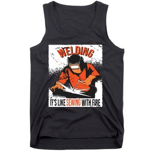 Welding It's Like Sewing With Fire Welder Weld Job Premium Tank Top