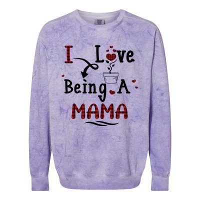 Wo I Love Being A Mama Cute Hearts Mama Funny Gift Funny Gift Colorblast Crewneck Sweatshirt