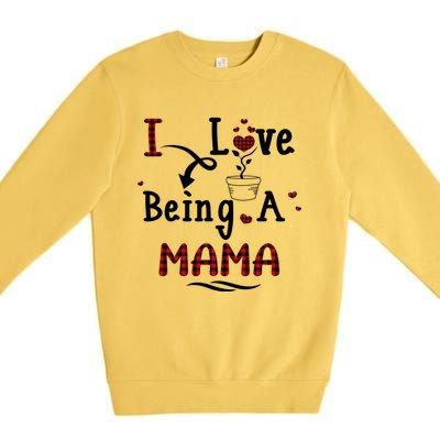 Wo I Love Being A Mama Cute Hearts Mama Funny Gift Funny Gift Premium Crewneck Sweatshirt