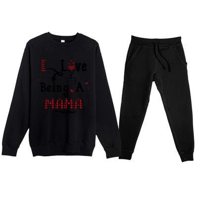 Wo I Love Being A Mama Cute Hearts Mama Funny Gift Funny Gift Premium Crewneck Sweatsuit Set