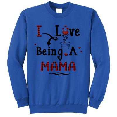 Wo I Love Being A Mama Cute Hearts Mama Funny Gift Funny Gift Tall Sweatshirt