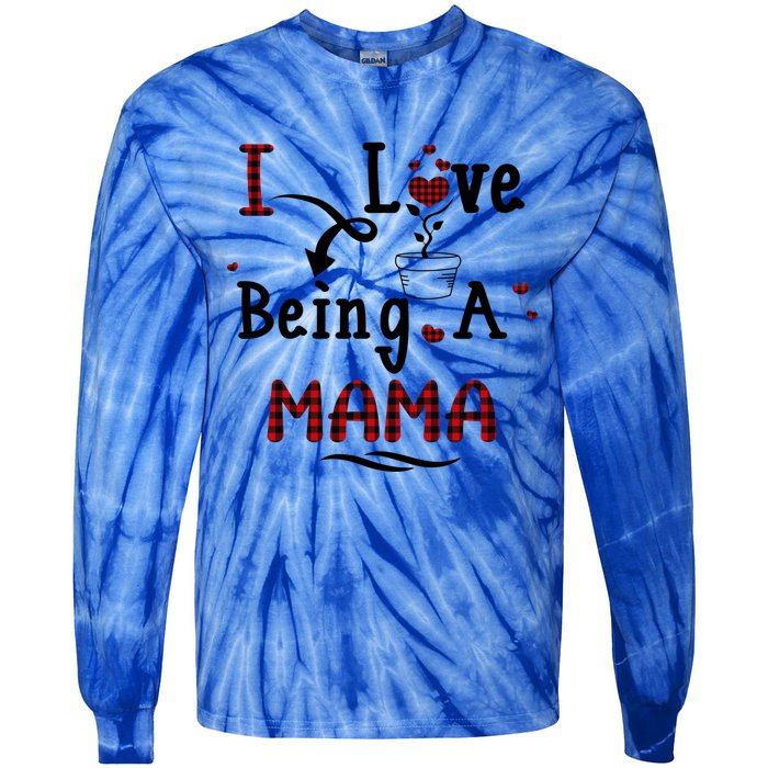 Wo I Love Being A Mama Cute Hearts Mama Funny Gift Funny Gift Tie-Dye Long Sleeve Shirt