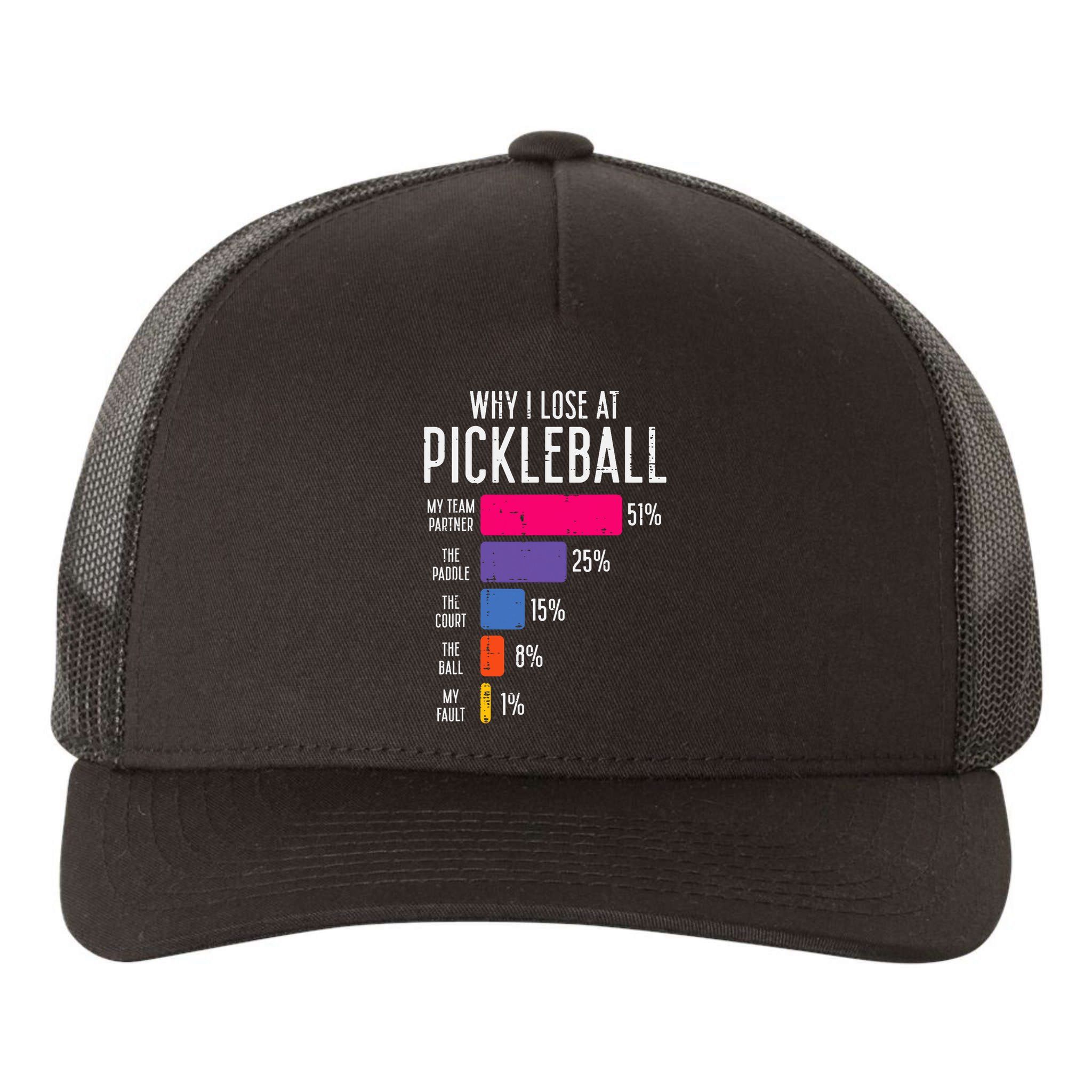 Why I Lose At Pickleball Funny Pickle Ball Women Men Kids Yupoong Adult 5-Panel Trucker Hat