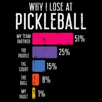 Why I Lose At Pickleball Funny Pickle Ball Women Men Kids Cooling Performance Crew T-Shirt