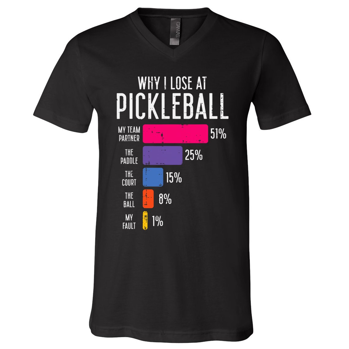 Why I Lose At Pickleball Funny Pickle Ball Women Men Kids V-Neck T-Shirt