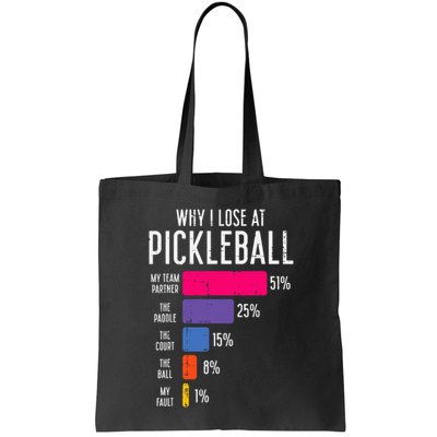 Why I Lose At Pickleball Funny Pickle Ball Women Men Kids Bag