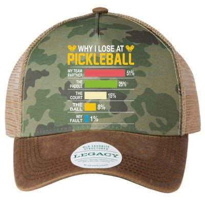 Why I Lose At Pickleball Funny Losing Game Sports Graphic Gift Legacy Tie Dye Trucker Hat