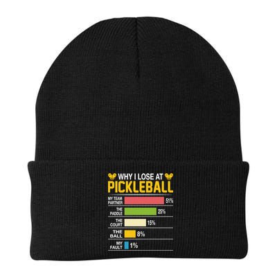 Why I Lose At Pickleball Funny Losing Game Sports Graphic Gift Beanie