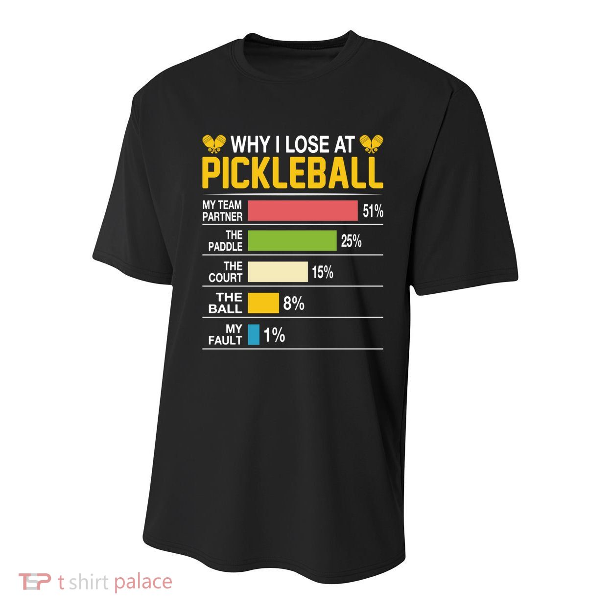 Why I Lose At Pickleball Funny Losing Game Sports Graphic Gift Youth Performance Sprint T-Shirt