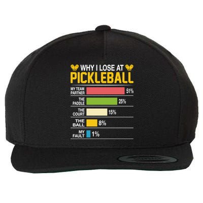 Why I Lose At Pickleball Funny Losing Game Sports Graphic Gift Wool Snapback Cap