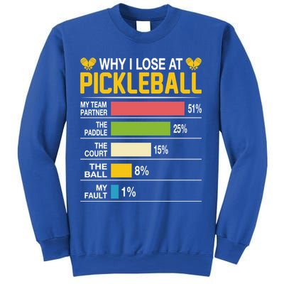 Why I Lose At Pickleball Funny Losing Game Sports Graphic Gift Sweatshirt