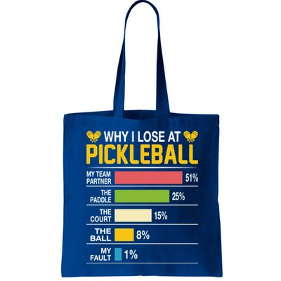 Why I Lose At Pickleball Funny Losing Game Sports Graphic Gift Bag