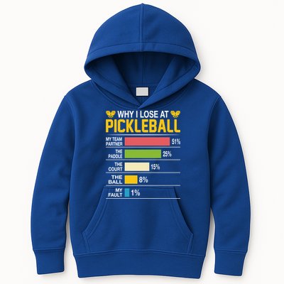 Why I Lose At Pickleball Funny Losing Game Sports Graphic Gift Kids Hoodie