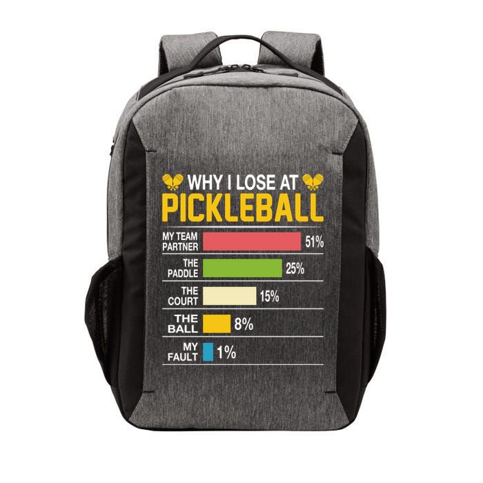 Why I Lose At Pickleball Funny Losing Game Sports Graphic Gift Vector Backpack