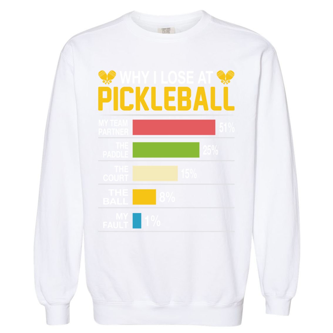 Why I Lose At Pickleball Funny Losing Game Sports Graphic Gift Garment-Dyed Sweatshirt