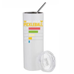 Why I Lose At Pickleball Funny Losing Game Sports Graphic Gift Stainless Steel Tumbler