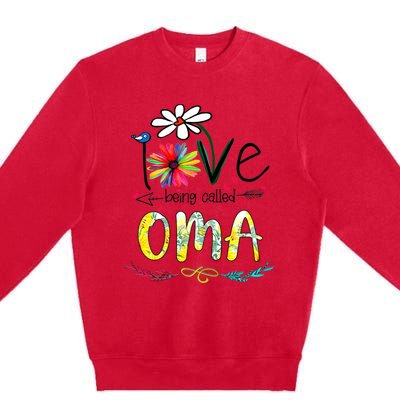 Wo I Love Being Called Oma Sunflower Mothers Day Gift Premium Crewneck Sweatshirt