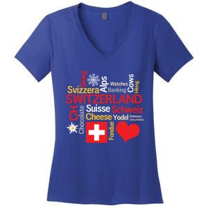 Why I Love Switzerland Cute Gift Women's V-Neck T-Shirt