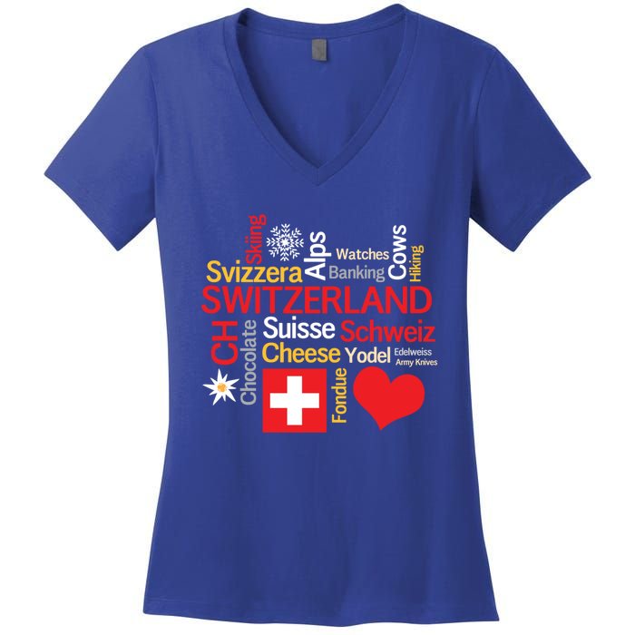 Why I Love Switzerland Cute Gift Women's V-Neck T-Shirt