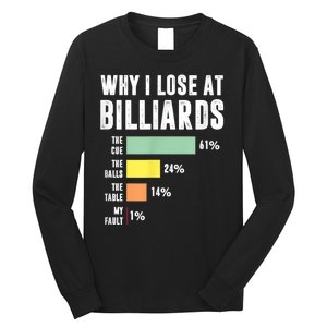 Why I Lose At Billiards The Cue The Balls The Table My Fault Long Sleeve Shirt