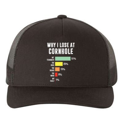 Why I Lose At Cornhole Funny Cornhole Player Yupoong Adult 5-Panel Trucker Hat