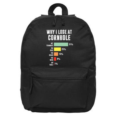 Why I Lose At Cornhole Funny Cornhole Player 16 in Basic Backpack