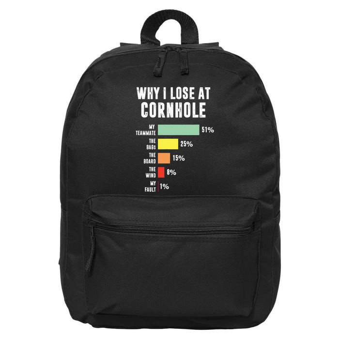 Why I Lose At Cornhole Funny Cornhole Player 16 in Basic Backpack