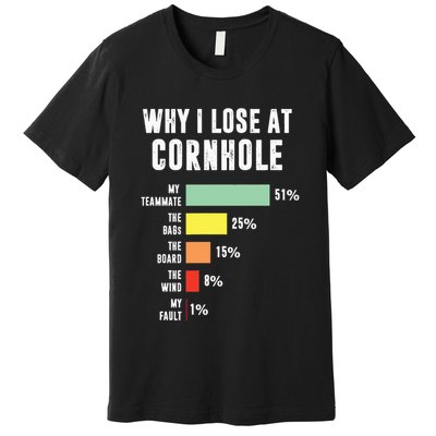Why I Lose At Cornhole Funny Cornhole Player Premium T-Shirt