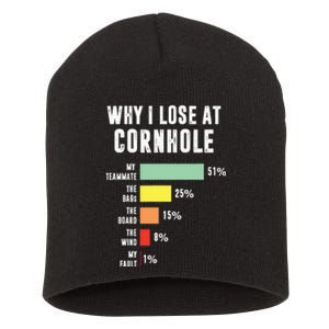 Why I Lose At Cornhole Funny Cornhole Player Short Acrylic Beanie