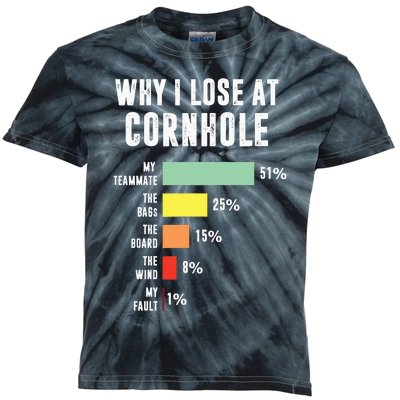 Why I Lose At Cornhole Funny Cornhole Player Kids Tie-Dye T-Shirt