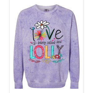 Womens I Love Being Called Lolly Sunflower Mother's Day Colorblast Crewneck Sweatshirt