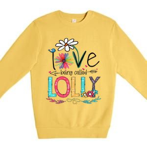 Womens I Love Being Called Lolly Sunflower Mother's Day Premium Crewneck Sweatshirt