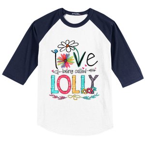 Womens I Love Being Called Lolly Sunflower Mother's Day Baseball Sleeve Shirt