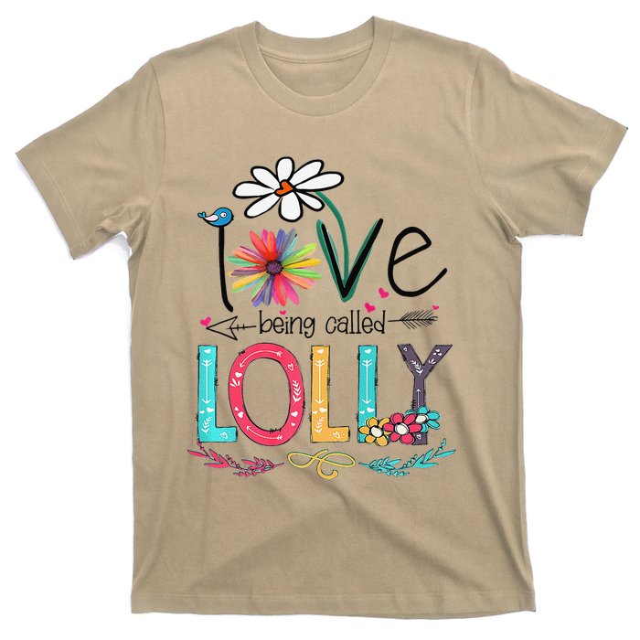 Womens I Love Being Called Lolly Sunflower Mother's Day T-Shirt