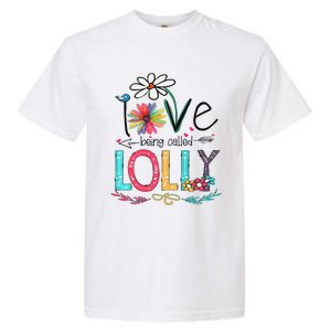 Womens I Love Being Called Lolly Sunflower Mother's Day Garment-Dyed Heavyweight T-Shirt