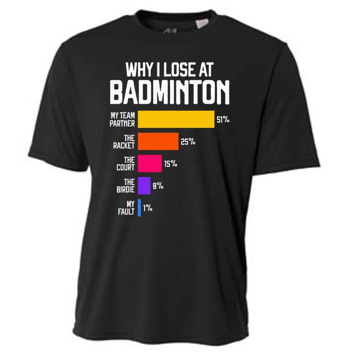 Why I Lose At Badminton Funny Excuses Shuttlecock Birdie Cooling Performance Crew T-Shirt