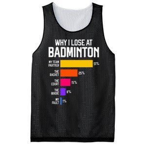 Why I Lose At Badminton Funny Excuses Shuttlecock Birdie Mesh Reversible Basketball Jersey Tank