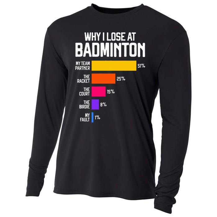 Why I Lose At Badminton Funny Excuses Shuttlecock Birdie Cooling Performance Long Sleeve Crew