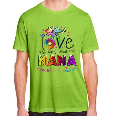 Womens I Love Being Called Nana Daisy Flower Cute Mother's Day Adult ChromaSoft Performance T-Shirt