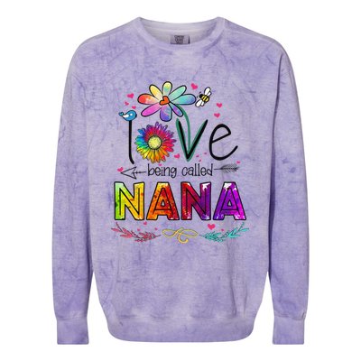 Womens I Love Being Called Nana Daisy Flower Cute Mother's Day Colorblast Crewneck Sweatshirt