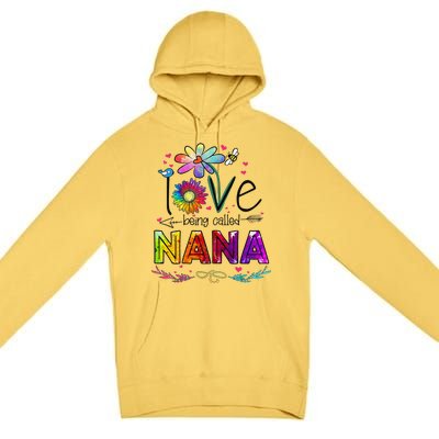 Womens I Love Being Called Nana Daisy Flower Cute Mother's Day Premium Pullover Hoodie